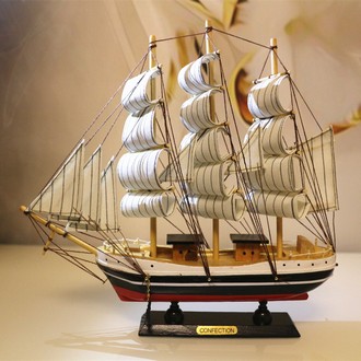 永信 一帆风顺 帆船模型 手工雕刻木质摆件