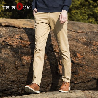 Trirock 男士修身纯棉休闲直筒裤