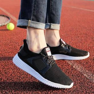 骆康 透气男士夏季运动网面板鞋跑步鞋