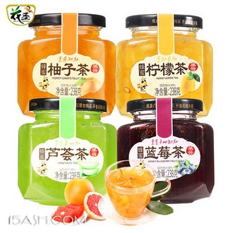 4瓶 花圣 柠檬/芦荟/蓝莓/桔子果肉蜂蜜茶