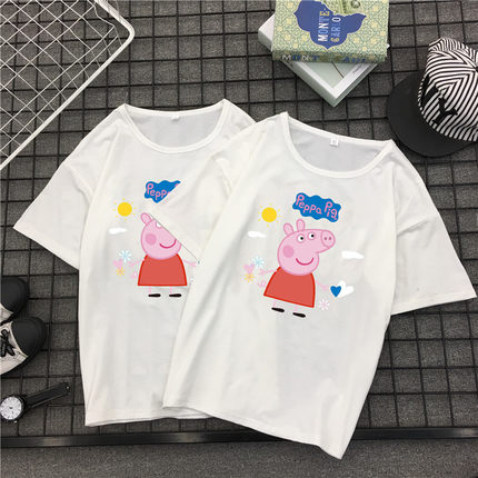 小猪佩奇卡通BF抖音同款短袖，送女友创意萌衫